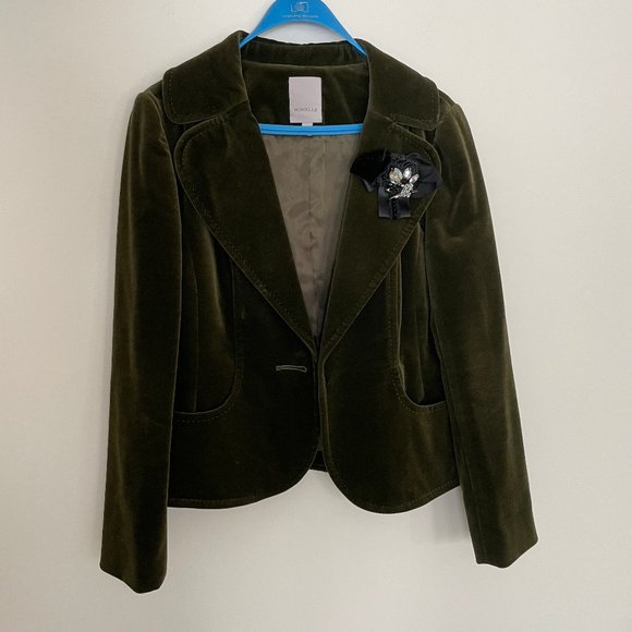 Vintage Velvet Green Blazer - Picture 1 of 6